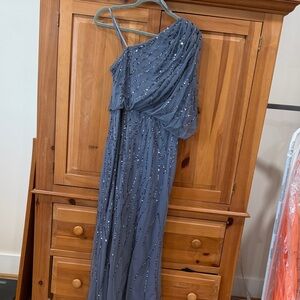 Adrianna Papell One-Shoulder Blue Gown